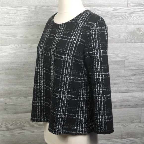 W5 Plaid Womens Crop Sleeve Top Shirt Career - Picture 2 of 10